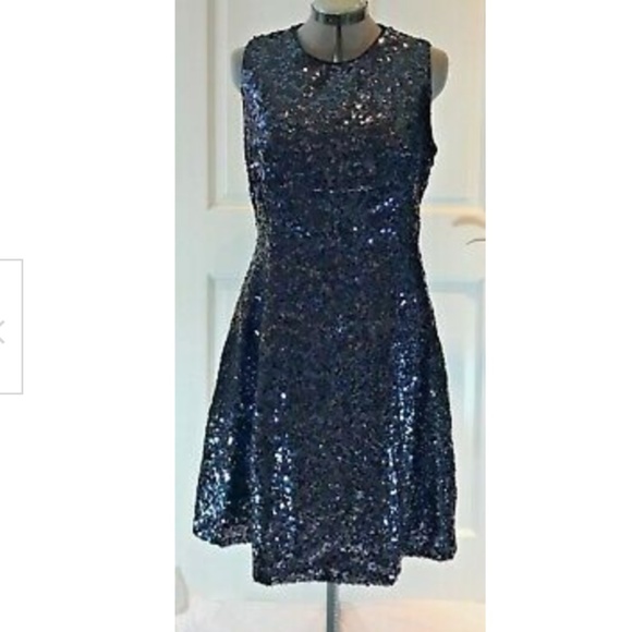 kate spade navy sequin fit and flare dress size 14 nwt - Picture 2 of 8